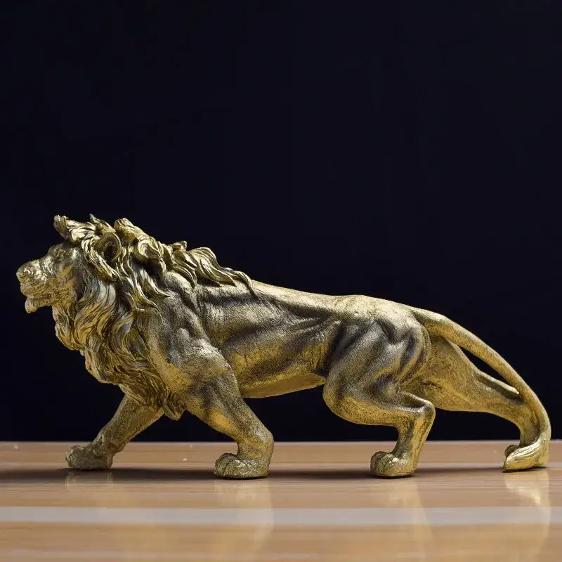 Gold Lion Crown Statue