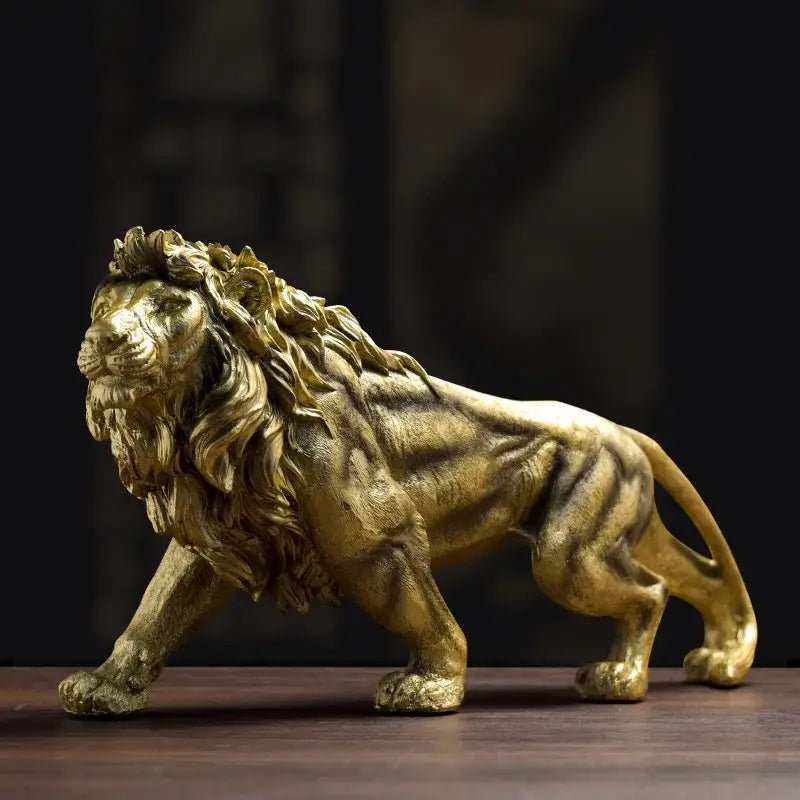 Gold Lion Crown Statue
