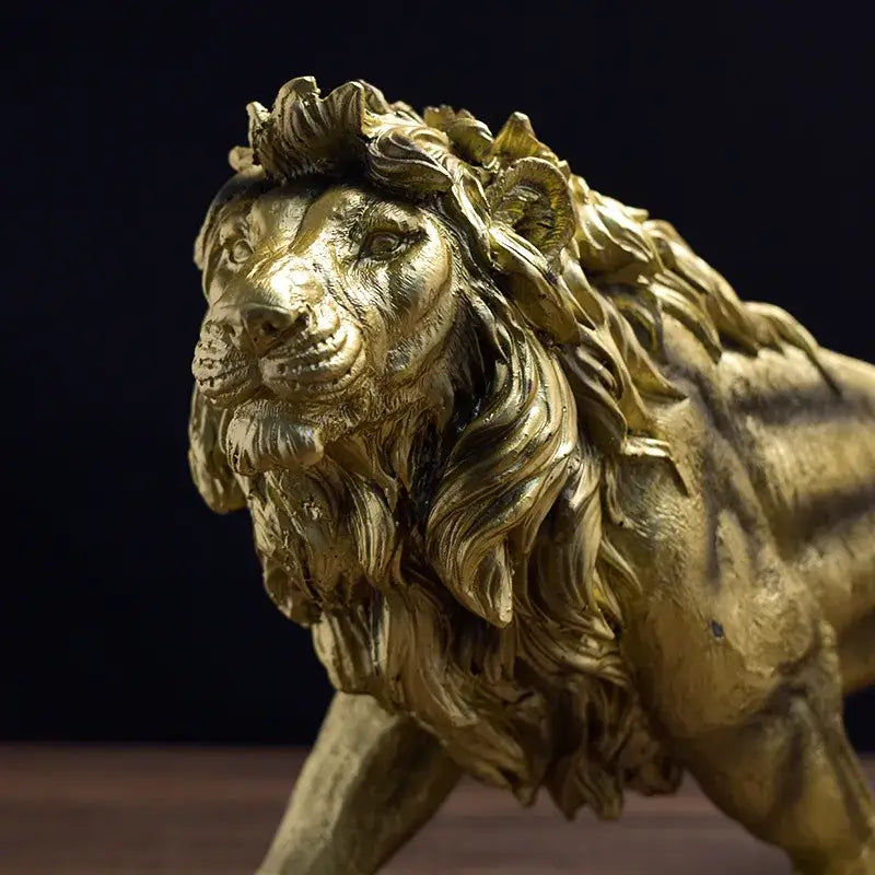 Gold Lion Crown Statue