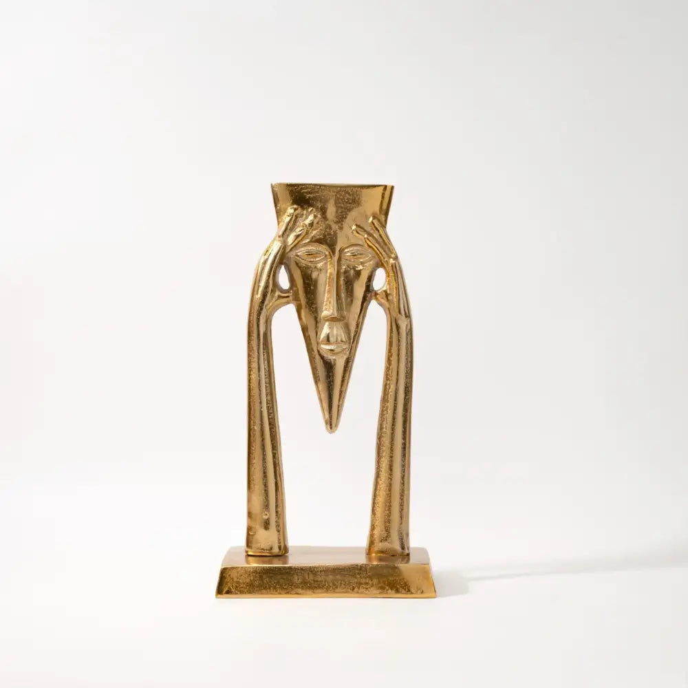 Gold Masked Figure Sculpture