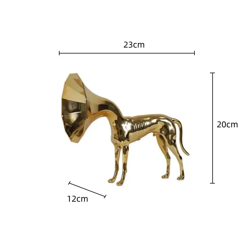 Gold Trumpet Dog Sculpture