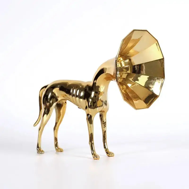 Gold Trumpet Dog Sculpture