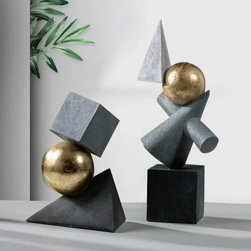 Gray Gold Ball Sculpture