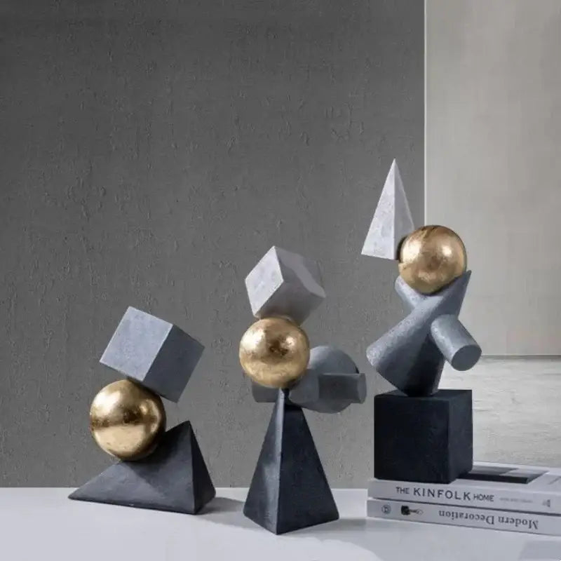 Gray Gold Ball Sculpture