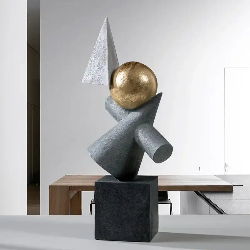 Gray Gold Ball Sculpture