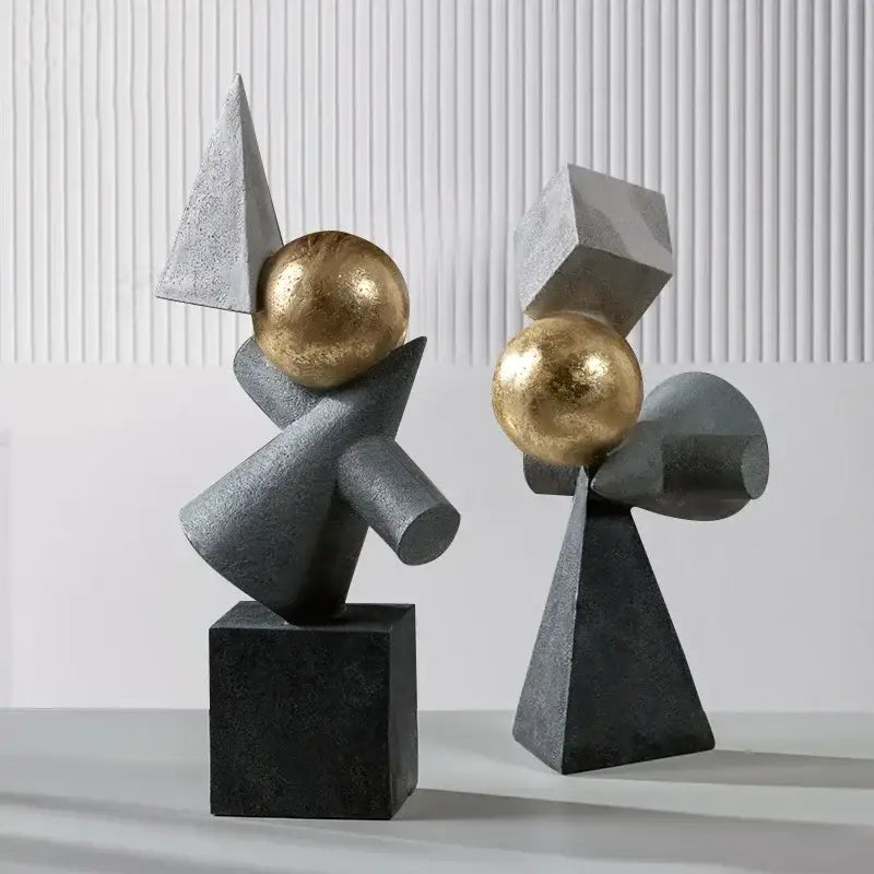 Gray Gold Ball Sculpture