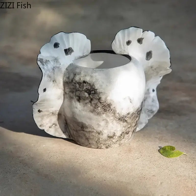 Gray Orange Butterfly Vase