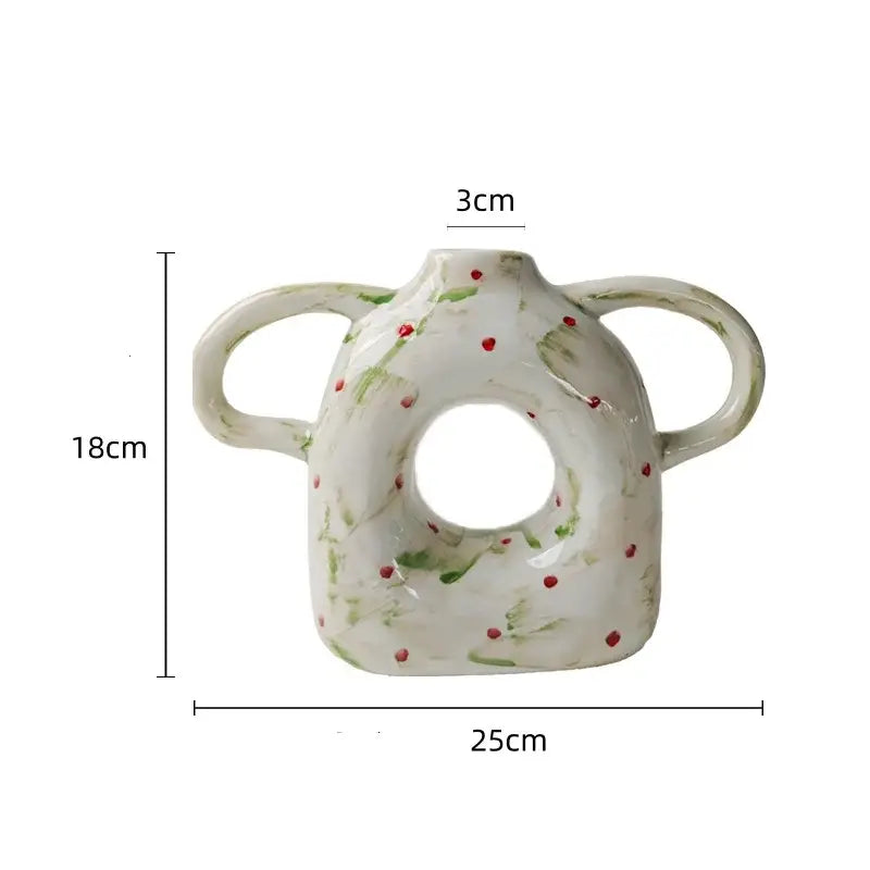 Abstract Green Red Vase Set