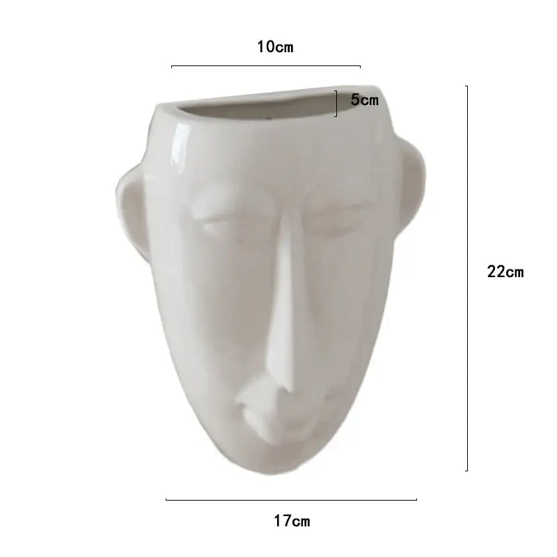 White Abstract Face Vase