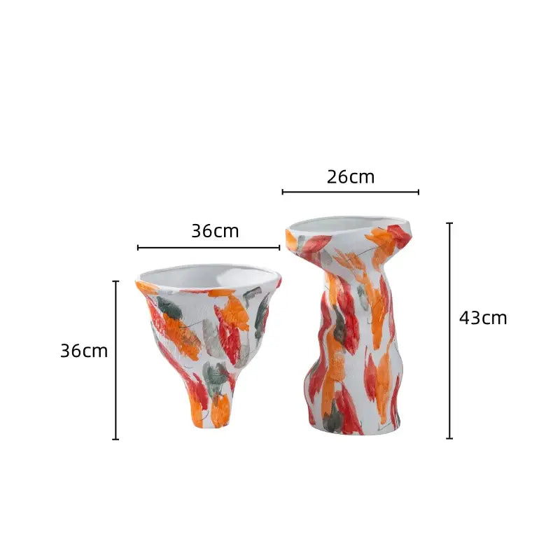 Orange Red Ceramic Vases