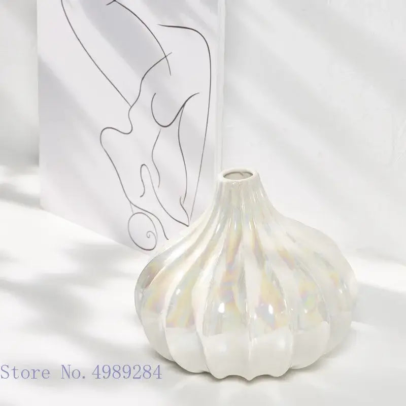 White Shell Ceramic Vase