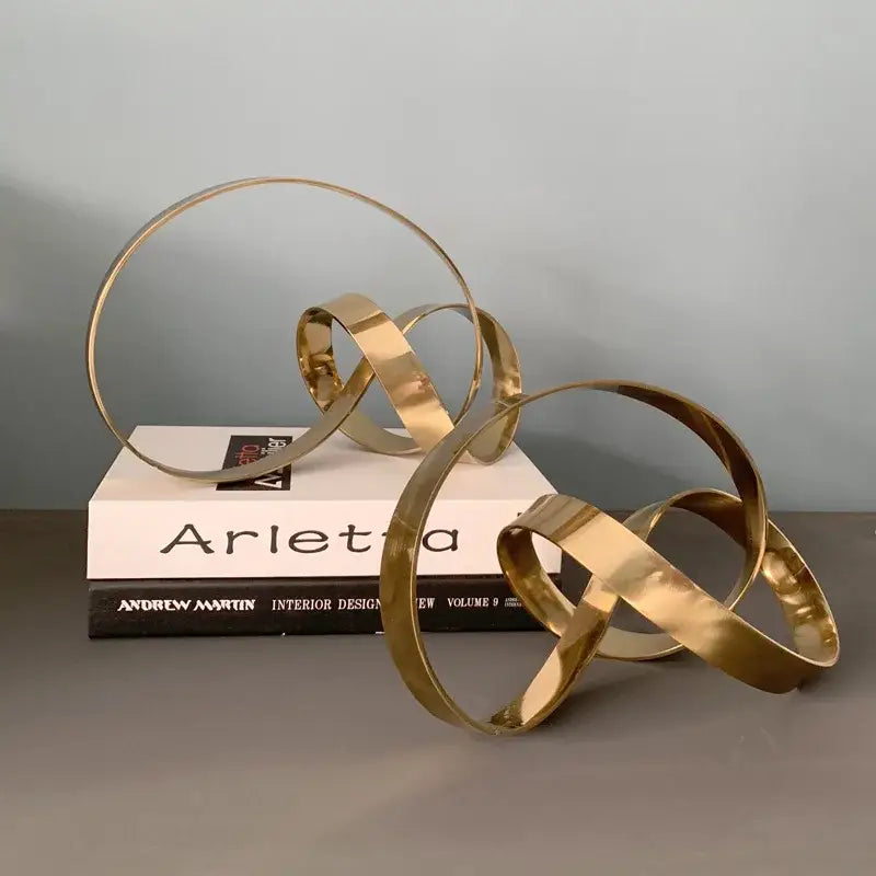 Golden Abstract Metal Sculpture