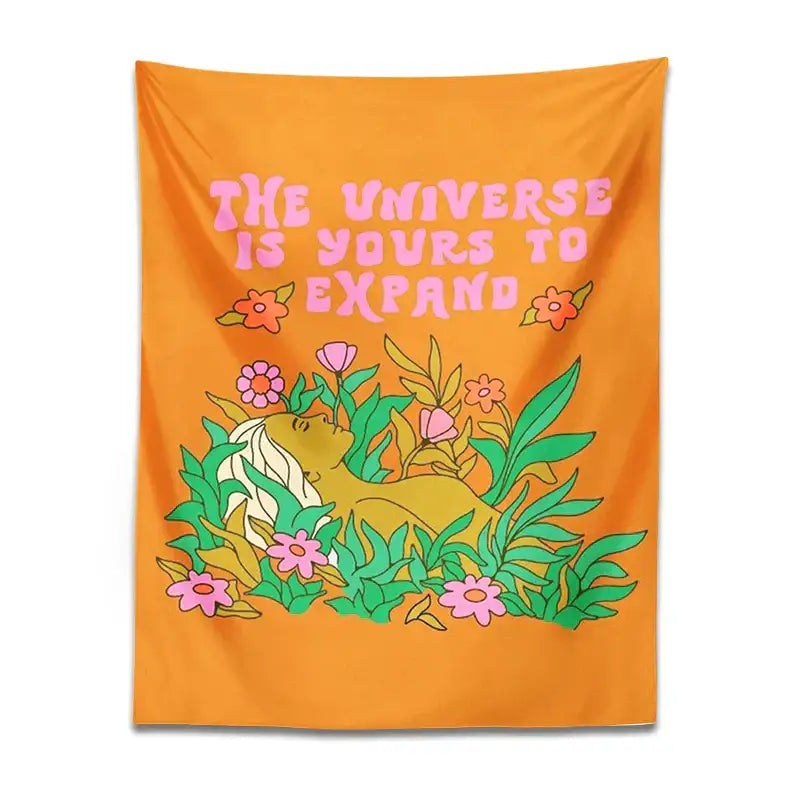 Orange Abstract Flower Tapestry