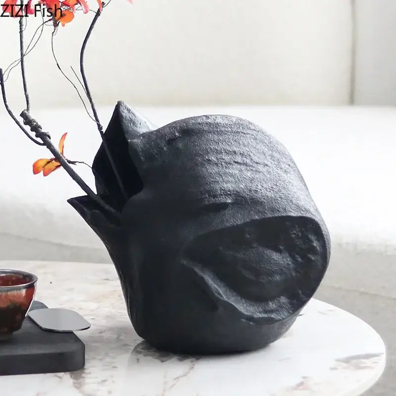 Black Abstract Ceramic Vase