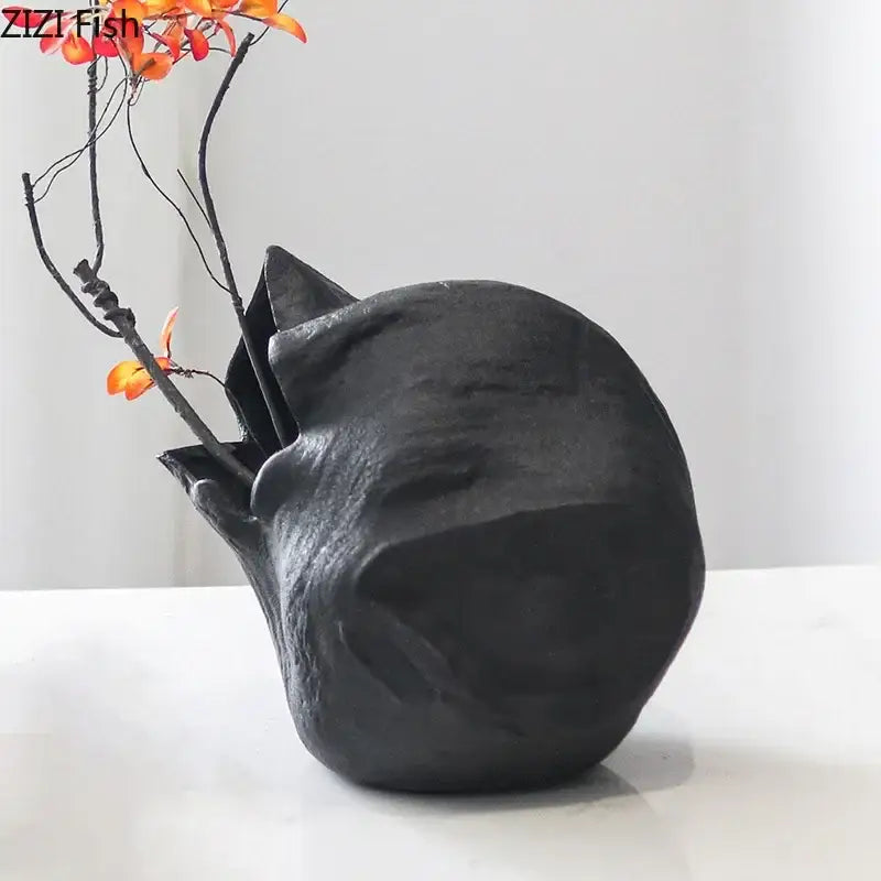 Black Abstract Ceramic Vase