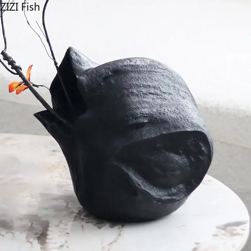 Black Abstract Ceramic Vase