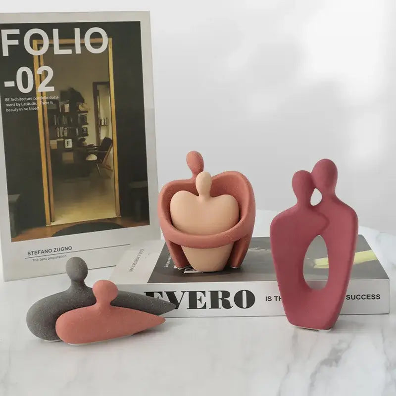 Pink Beige Ceramic Statue