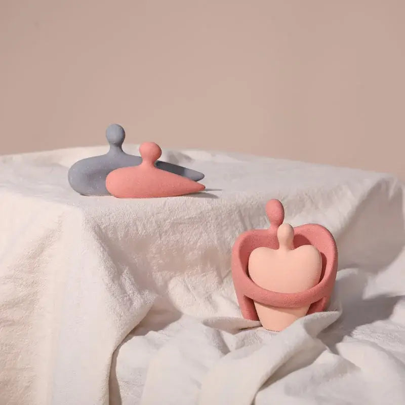 Pink Beige Ceramic Statue