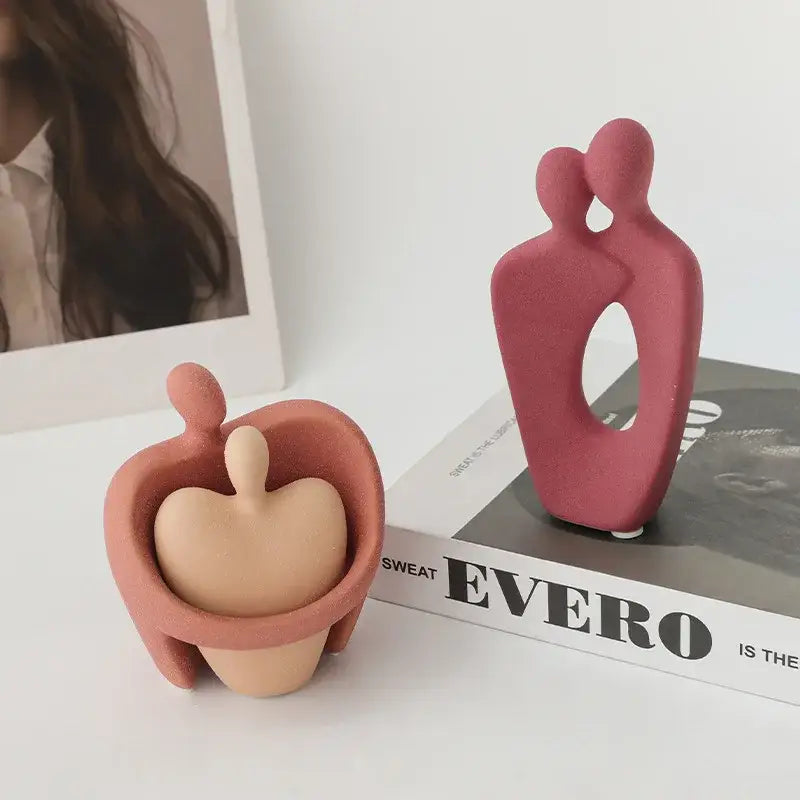Pink Beige Ceramic Statue