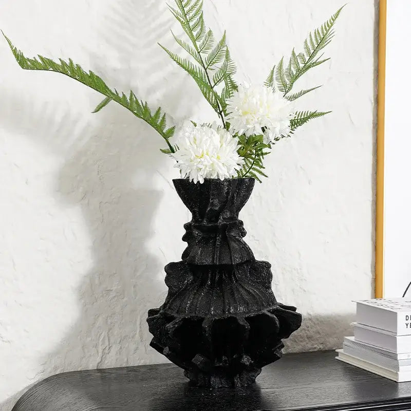 Black Resin Gear Vase