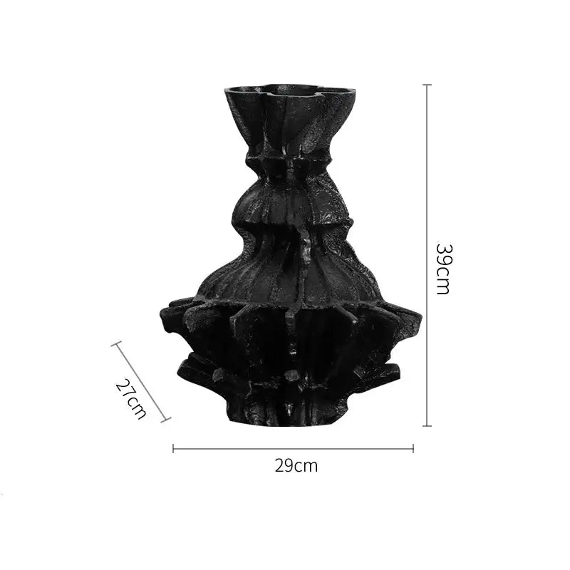 Black Resin Gear Vase