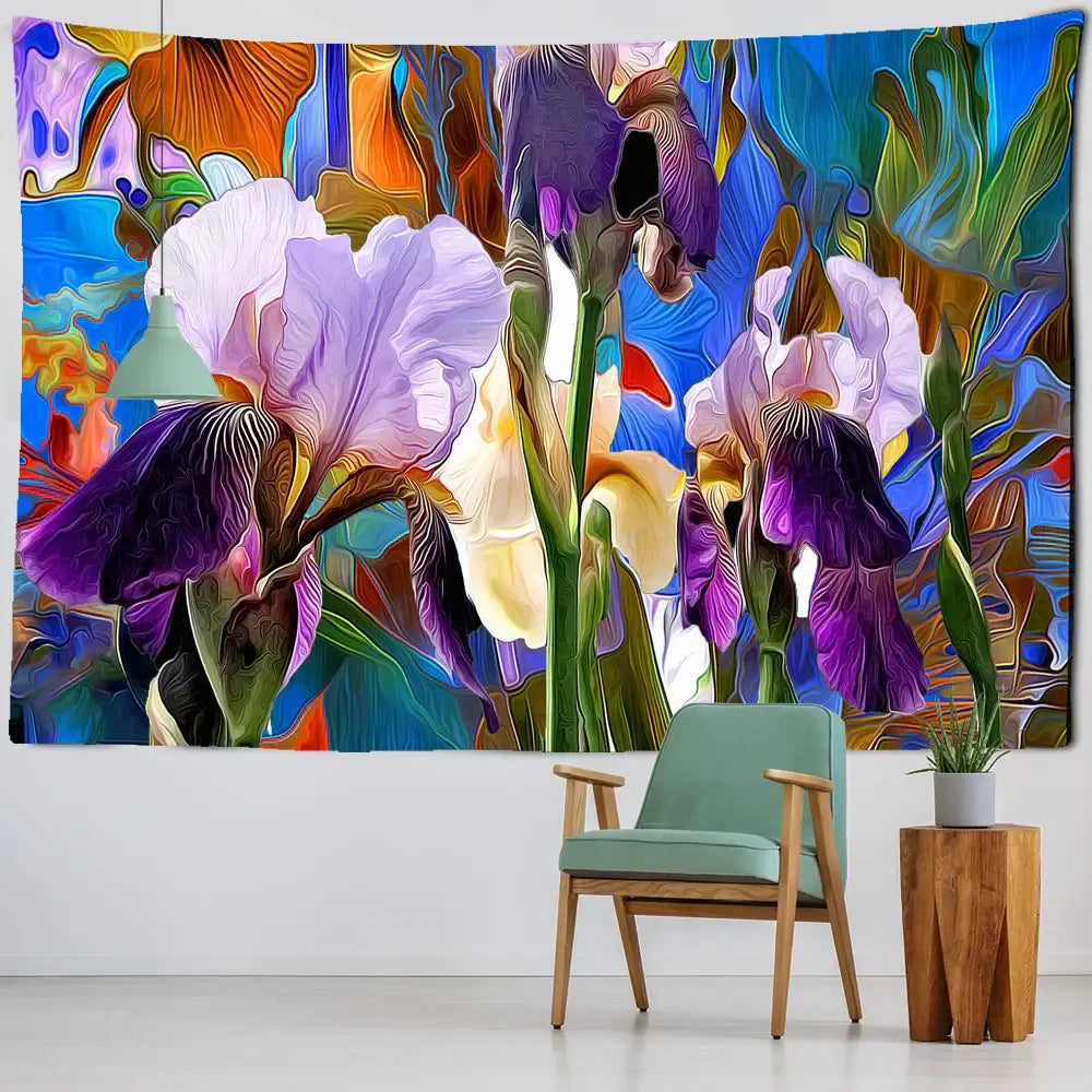 Blue Iris Mandala Tapestry