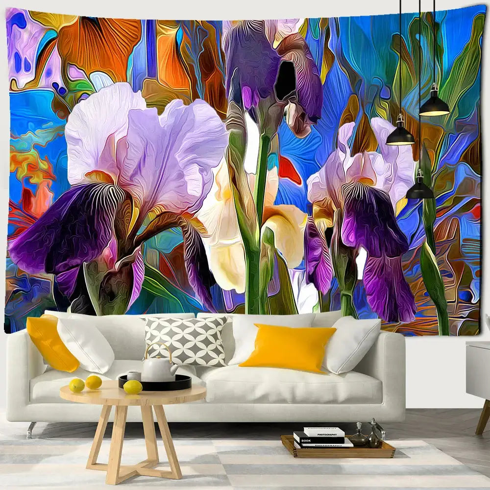 Blue Iris Mandala Tapestry