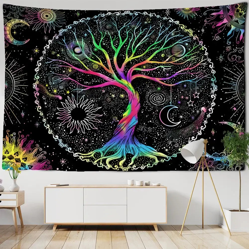 Rainbow Tree Wall Tapestry