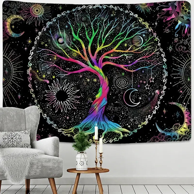 Rainbow Tree Wall Tapestry