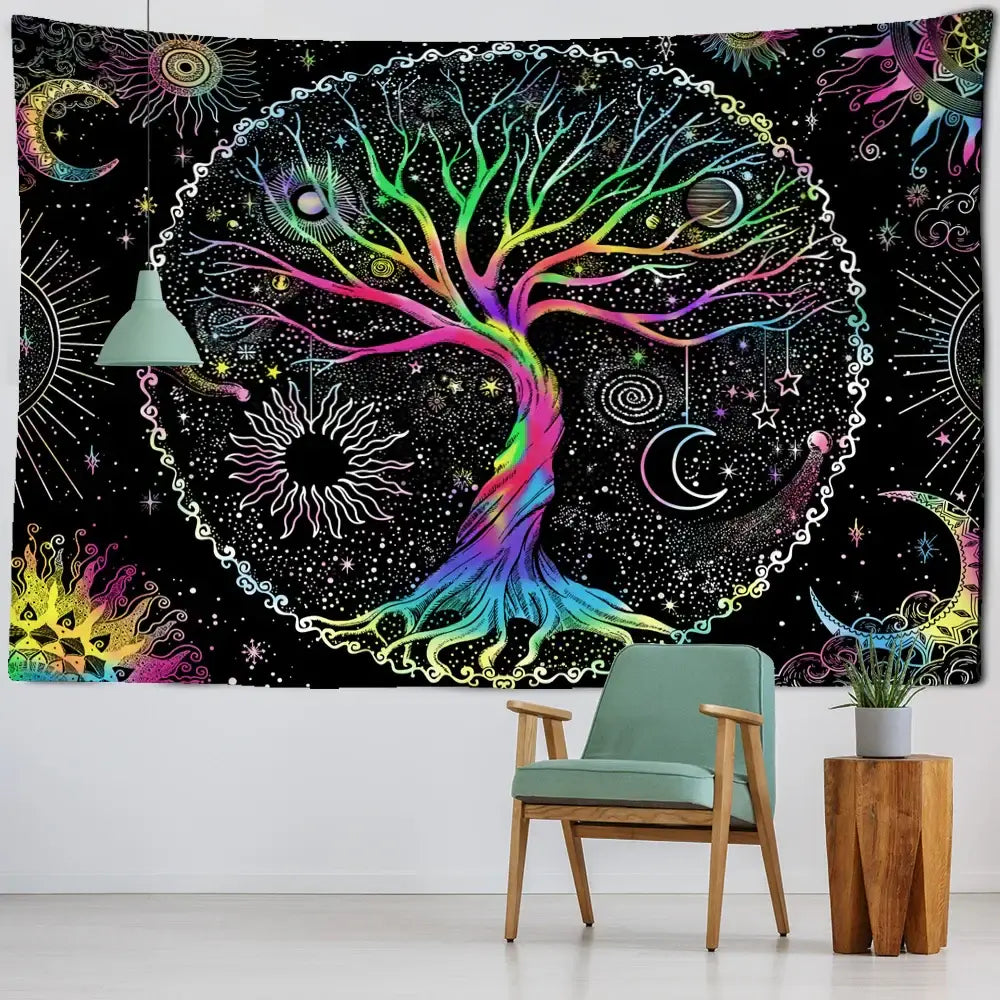 Rainbow Tree Wall Tapestry