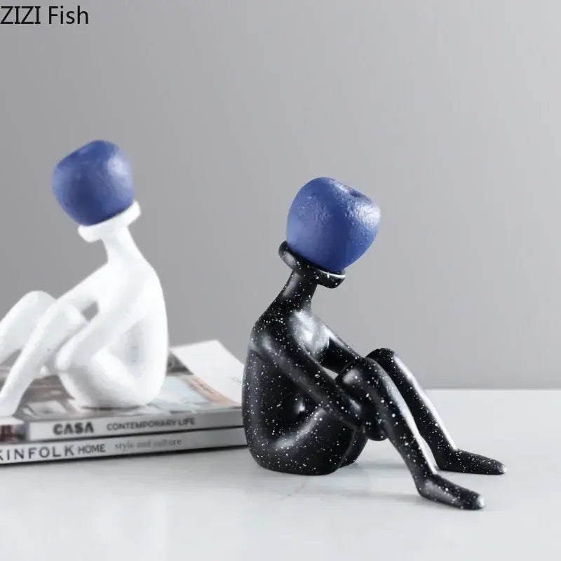 Black White Thinker Figurine