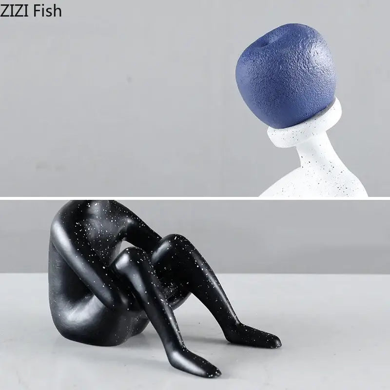 Black White Thinker Figurine