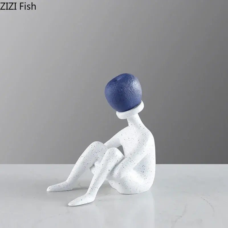 Black White Thinker Figurine