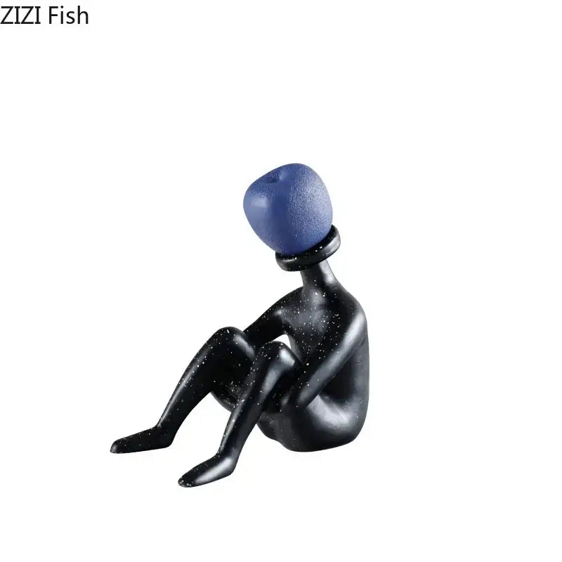 Black White Thinker Figurine