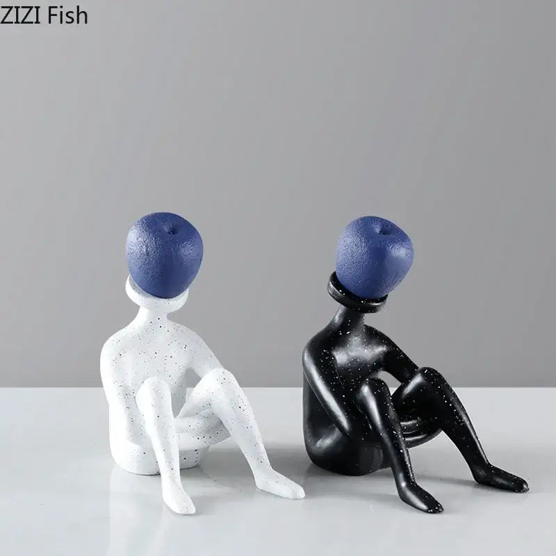 Black White Thinker Figurine
