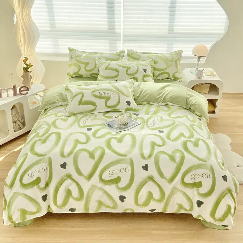 Green Yellow Abstract Duvet