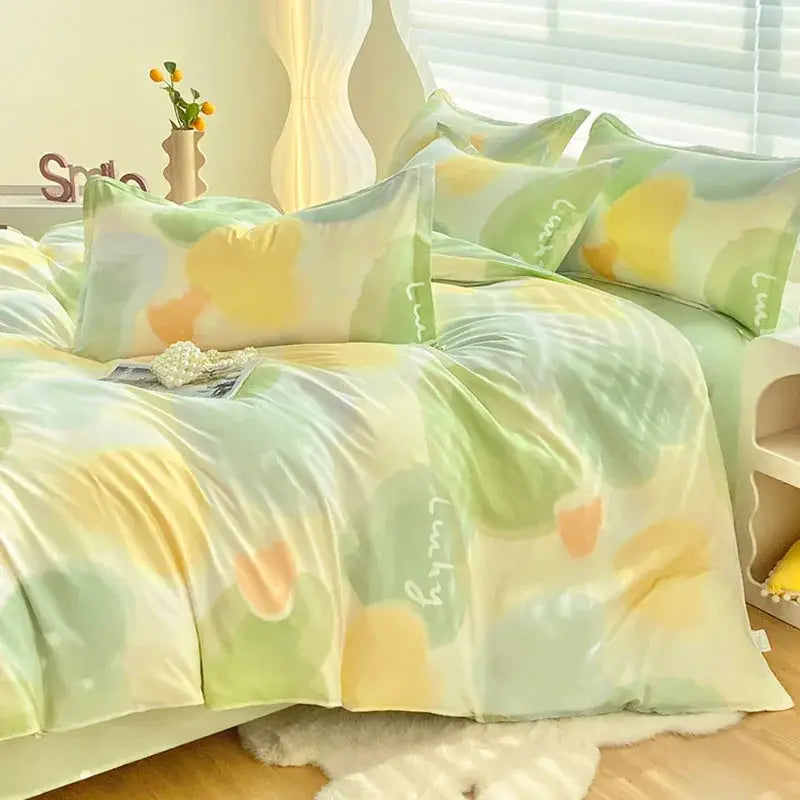 Green Yellow Abstract Duvet