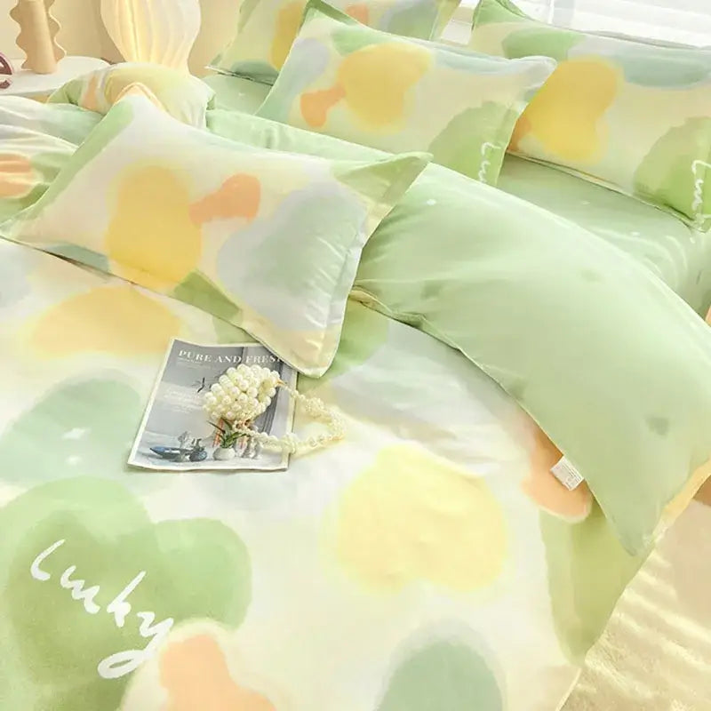 Green Yellow Abstract Duvet