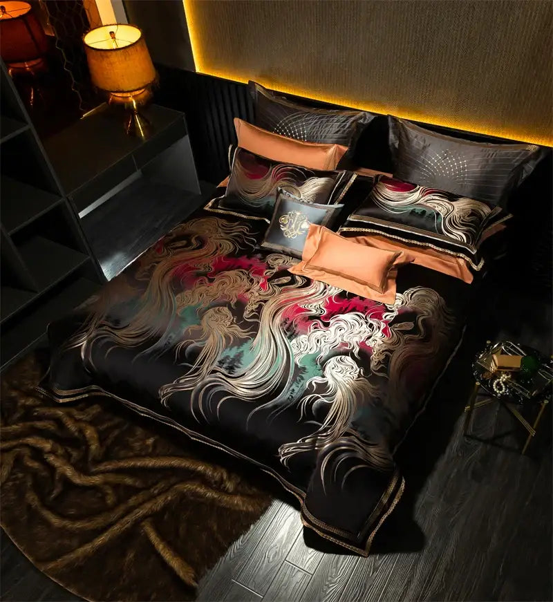 Black Satin Wave Duvet