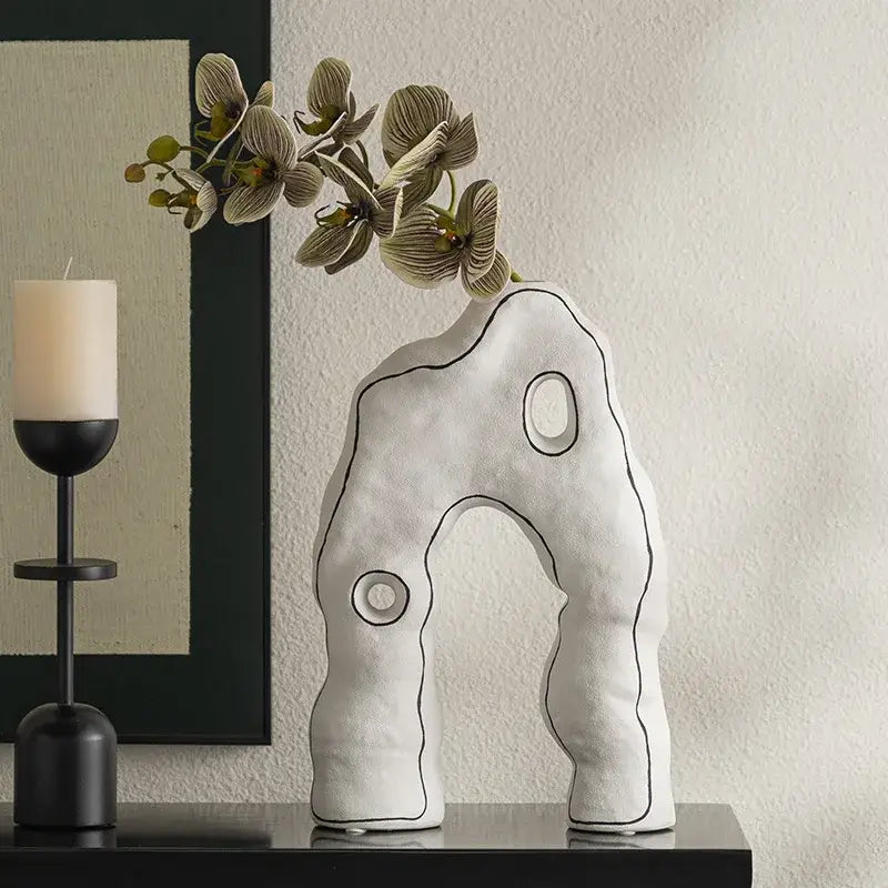 White Black Ceramic Vase
