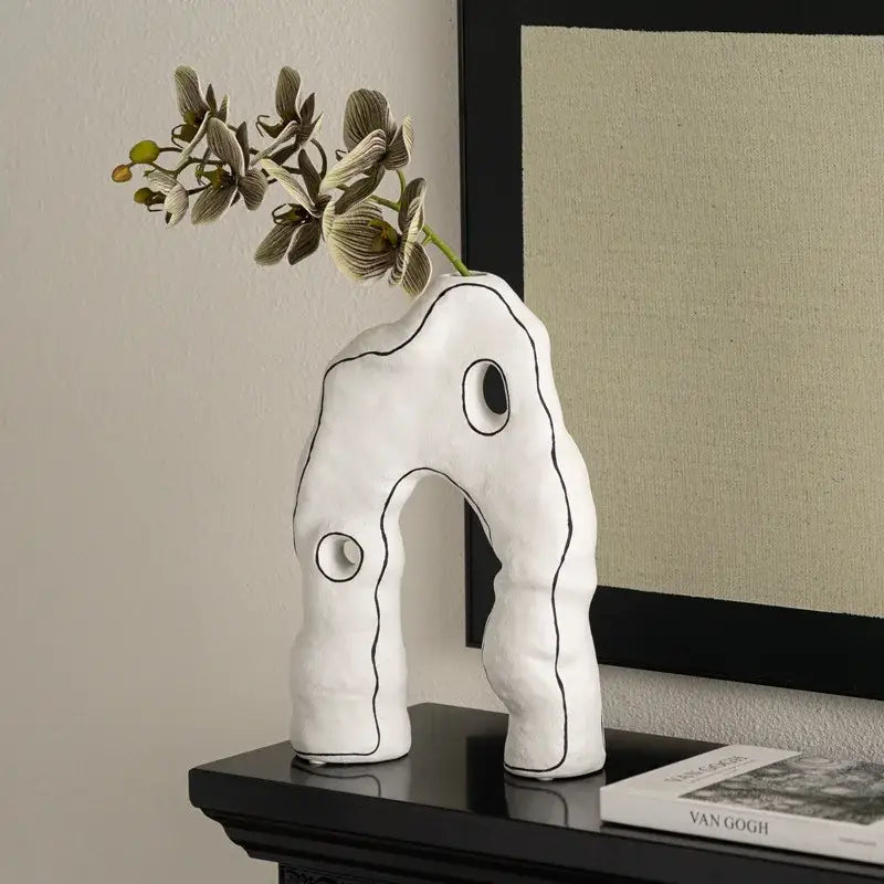 White Black Ceramic Vase