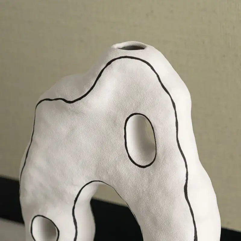 White Black Ceramic Vase