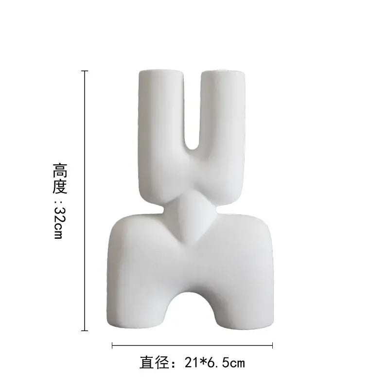White Geometric Ceramic Vase for Minimalist Decor