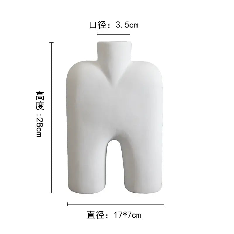 White Geometric Ceramic Vase for Minimalist Decor