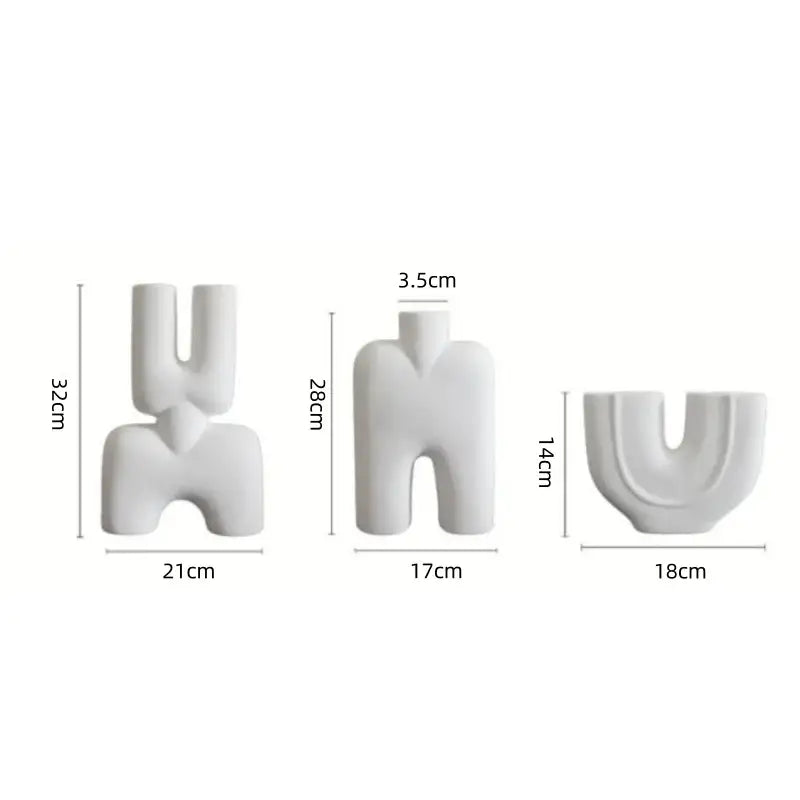 White Geometric Ceramic Vase for Minimalist Decor