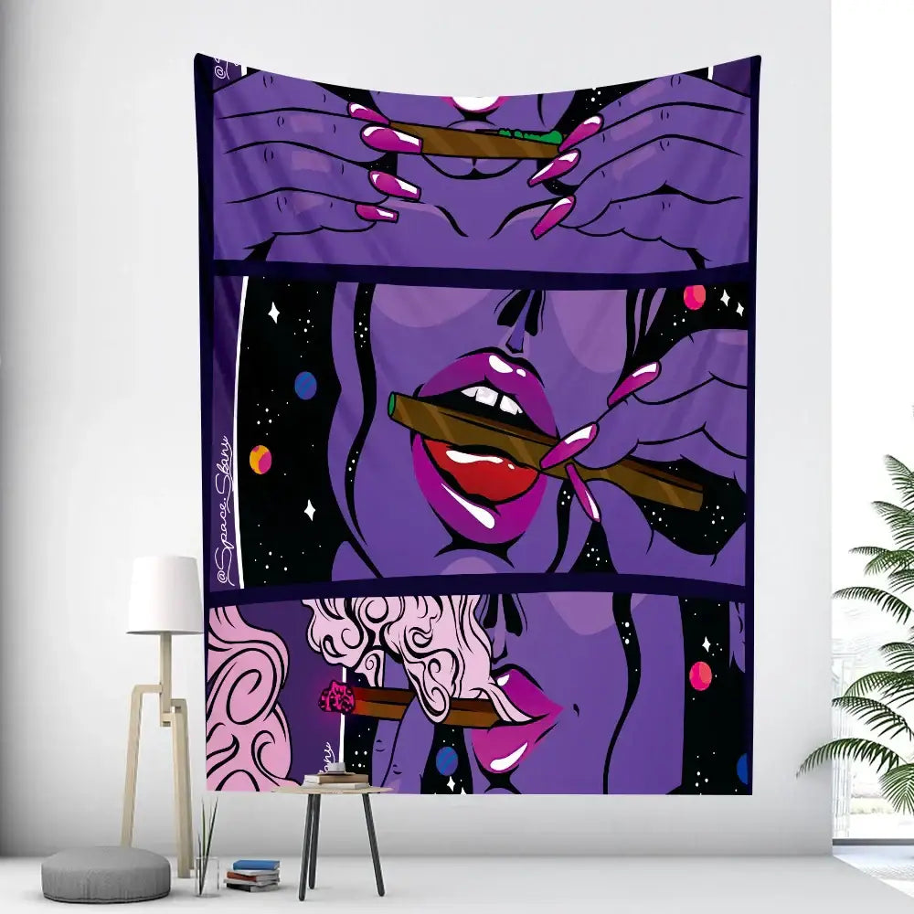 Pink Abstract Woman Tapestry