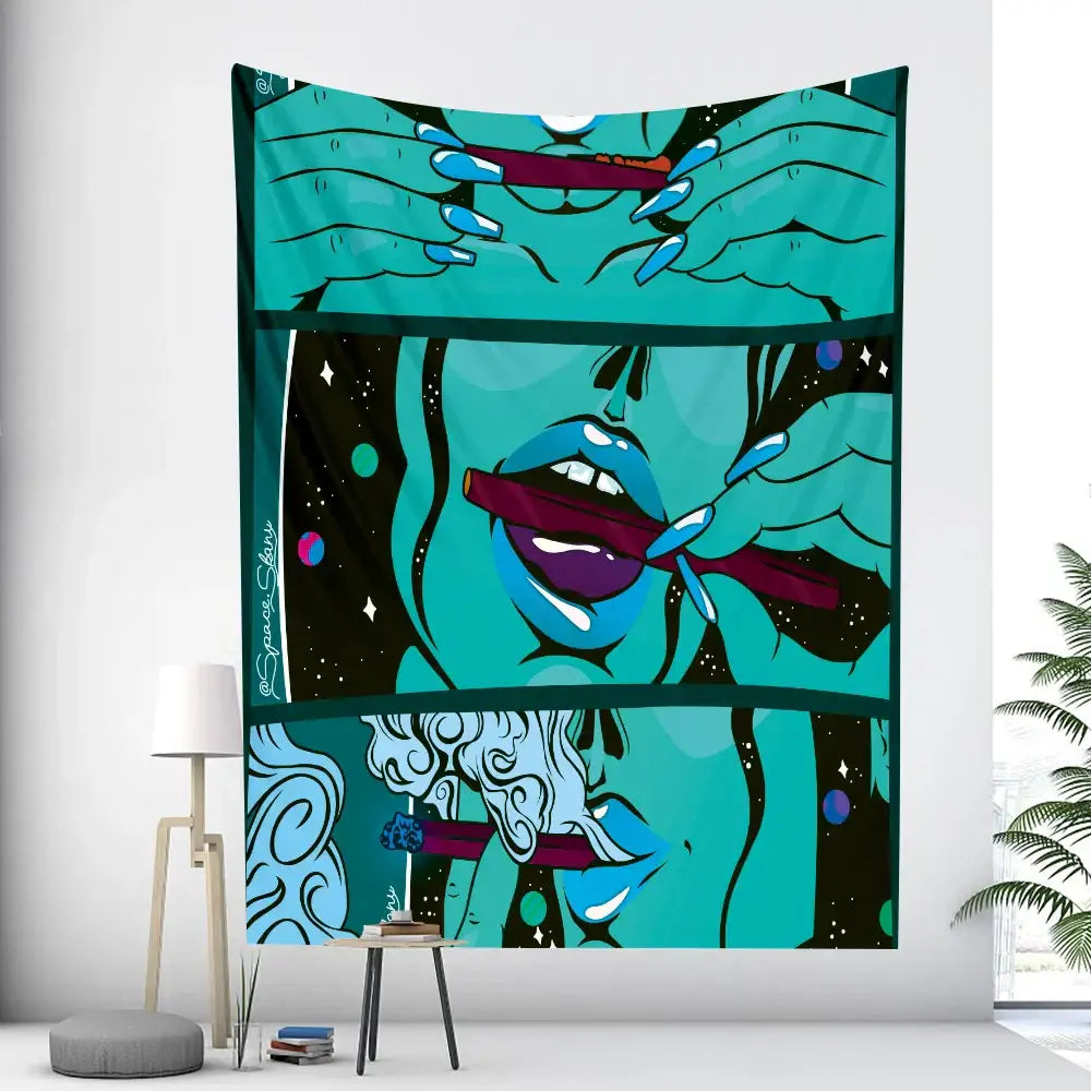 Pink Abstract Woman Tapestry