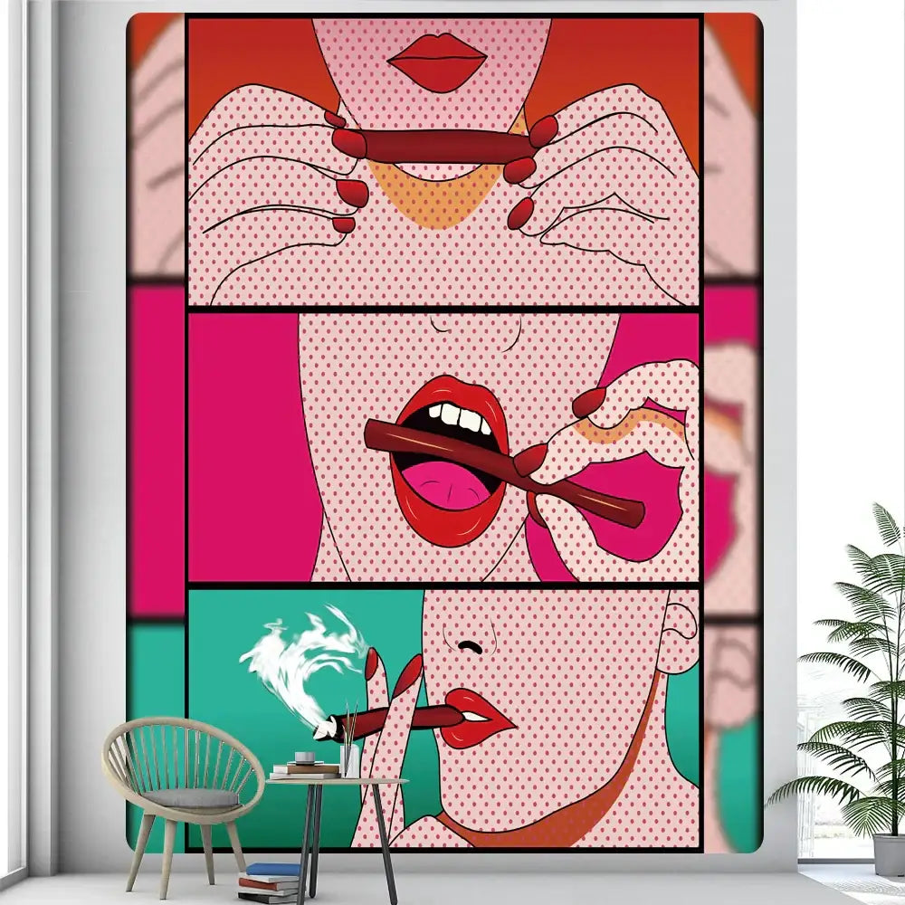 Pink Abstract Woman Tapestry
