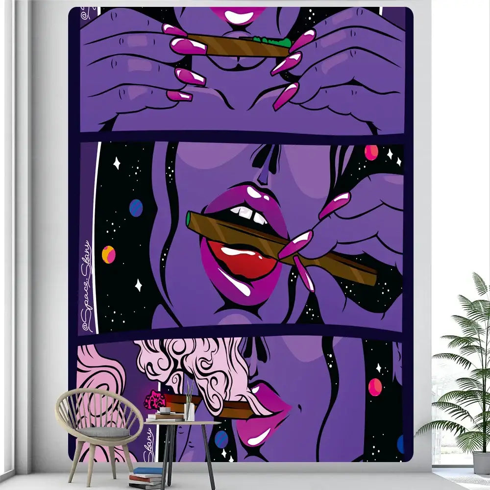 Pink Abstract Woman Tapestry
