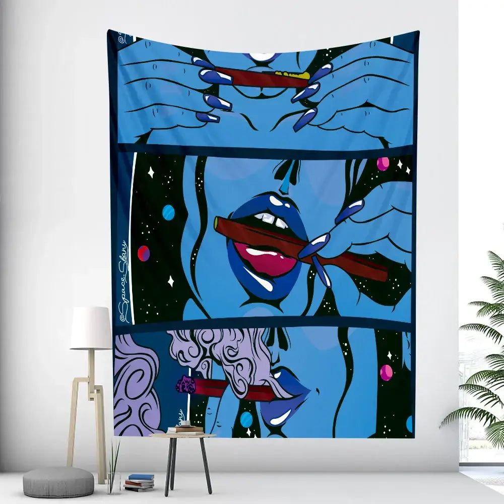 Pink Abstract Woman Tapestry